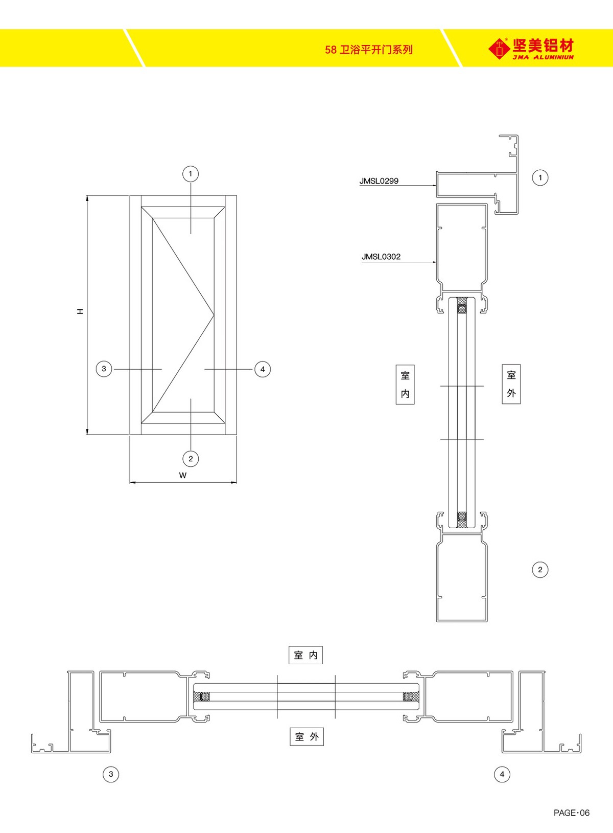 58 bathroom swing door series